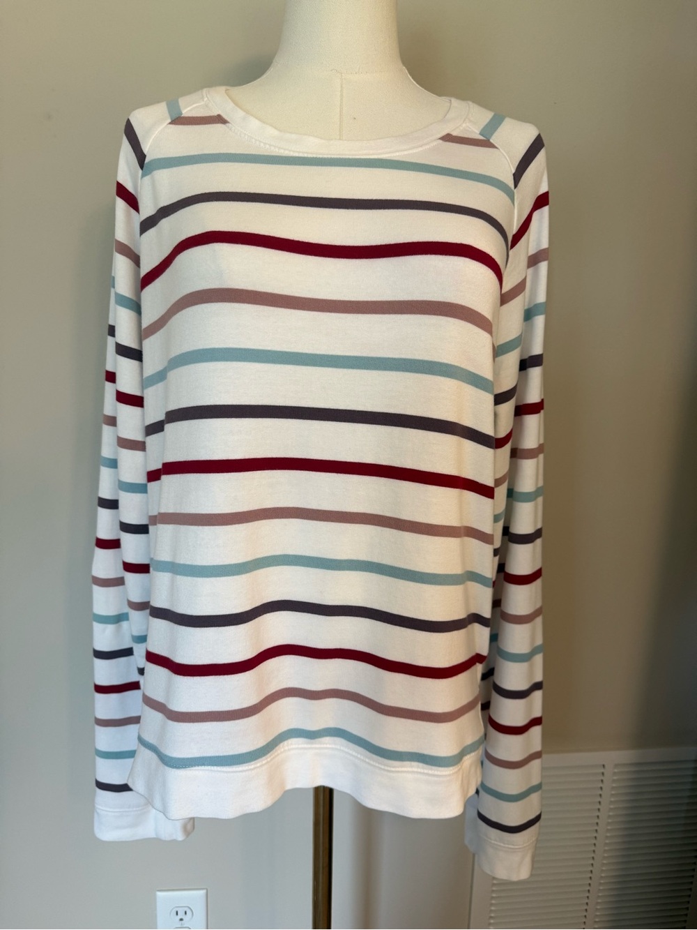 Thread & Supply Striped Pullover Sweatshirt Cozy Coastal Long Sleeve Top Size S